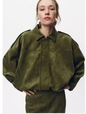 Zara FAUX SUEDE BOMBER JACKET